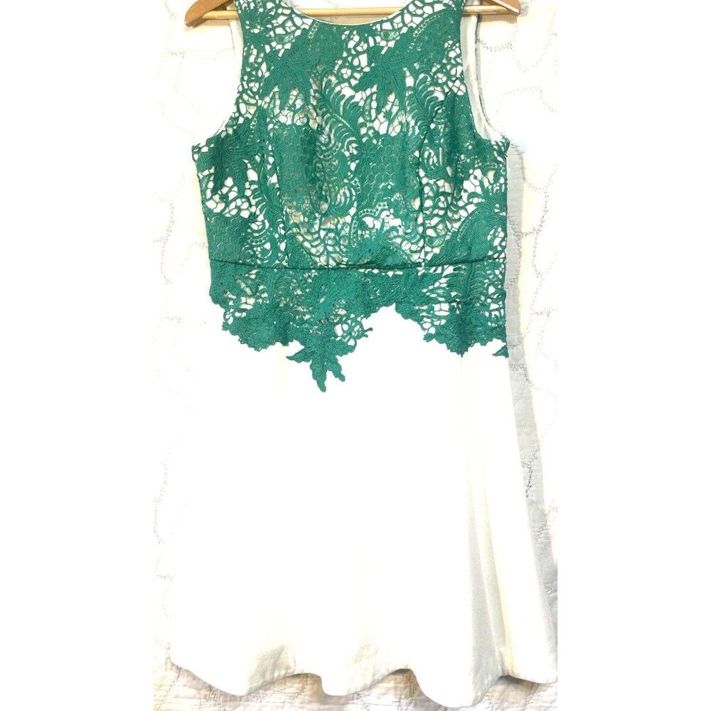 Anthropologie Moulinette Soeurs Arbor White Green Lace Overlay Dress Sz 14/$208